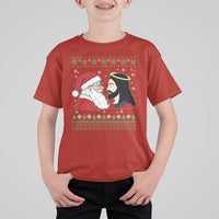 Funny Christmas Santa and Jesus T Shirt For Kid Most Wonderful Time Christian Holiday Gag Gift - Wonder Print Shop