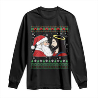 Funny Christmas Santa and Jesus Long Sleeve Shirt Most Wonderful Time Christian Holiday Gag Gift - Wonder Print Shop