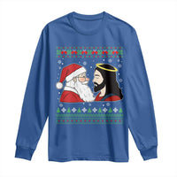Funny Christmas Santa and Jesus Long Sleeve Shirt Most Wonderful Time Christian Holiday Gag Gift - Wonder Print Shop