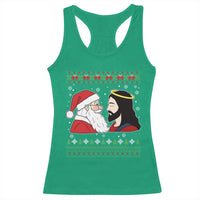 Funny Christmas Santa and Jesus Racerback Tank Top Most Wonderful Time Christian Holiday Gag Gift - Wonder Print Shop