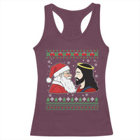 Funny Christmas Santa and Jesus Racerback Tank Top Most Wonderful Time Christian Holiday Gag Gift - Wonder Print Shop