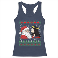 Funny Christmas Santa and Jesus Racerback Tank Top Most Wonderful Time Christian Holiday Gag Gift - Wonder Print Shop