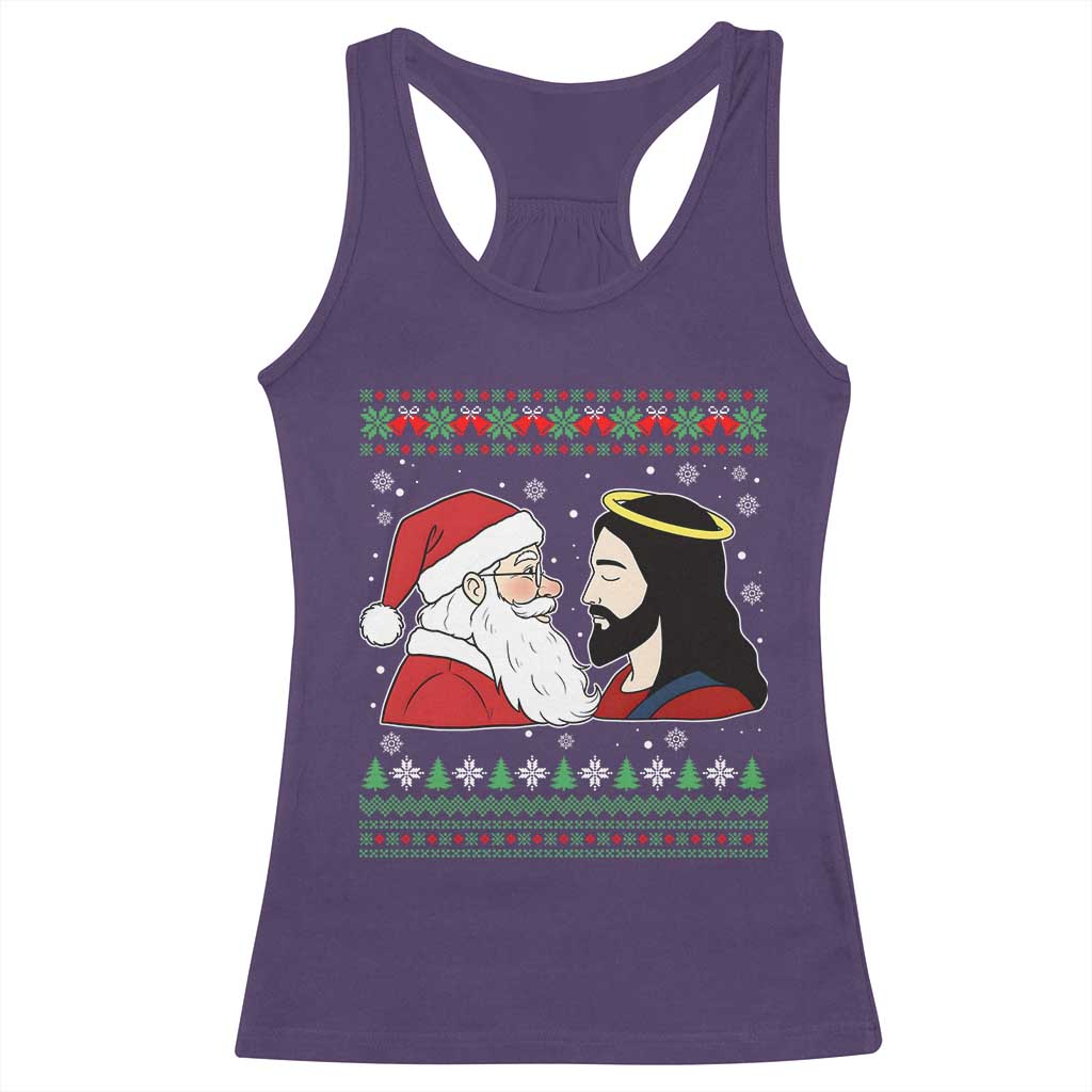 Funny Christmas Santa and Jesus Racerback Tank Top Most Wonderful Time Christian Holiday Gag Gift - Wonder Print Shop