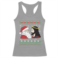 Funny Christmas Santa and Jesus Racerback Tank Top Most Wonderful Time Christian Holiday Gag Gift - Wonder Print Shop