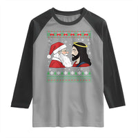 Funny Christmas Santa and Jesus Raglan Shirt Most Wonderful Time Christian Holiday Gag Gift - Wonder Print Shop