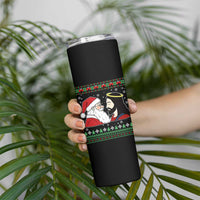 Funny Christmas Santa and Jesus Skinny Tumbler Most Wonderful Time Christian Holiday Gag Gift - Wonder Print Shop