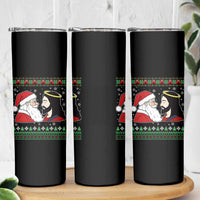 Funny Christmas Santa and Jesus Skinny Tumbler Most Wonderful Time Christian Holiday Gag Gift - Wonder Print Shop