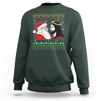 Funny Christmas Santa and Jesus Sweatshirt Most Wonderful Time Christian Holiday Gag Gift - Wonder Print Shop
