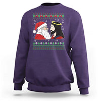 Funny Christmas Santa and Jesus Sweatshirt Most Wonderful Time Christian Holiday Gag Gift - Wonder Print Shop