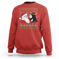 Funny Christmas Santa and Jesus Sweatshirt Most Wonderful Time Christian Holiday Gag Gift - Wonder Print Shop