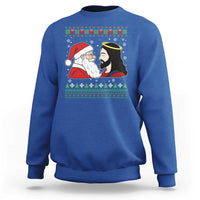Funny Christmas Santa and Jesus Sweatshirt Most Wonderful Time Christian Holiday Gag Gift - Wonder Print Shop