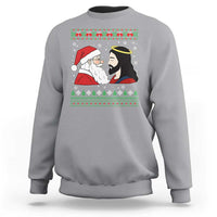 Funny Christmas Santa and Jesus Sweatshirt Most Wonderful Time Christian Holiday Gag Gift - Wonder Print Shop