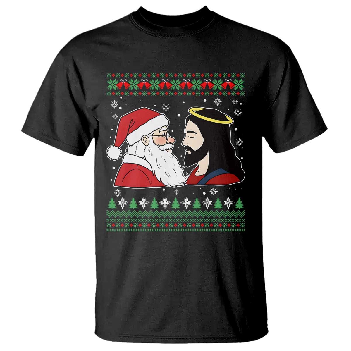 Funny Christmas Santa and Jesus T Shirt Most Wonderful Time Christian Holiday Gag Gift - Wonder Print Shop