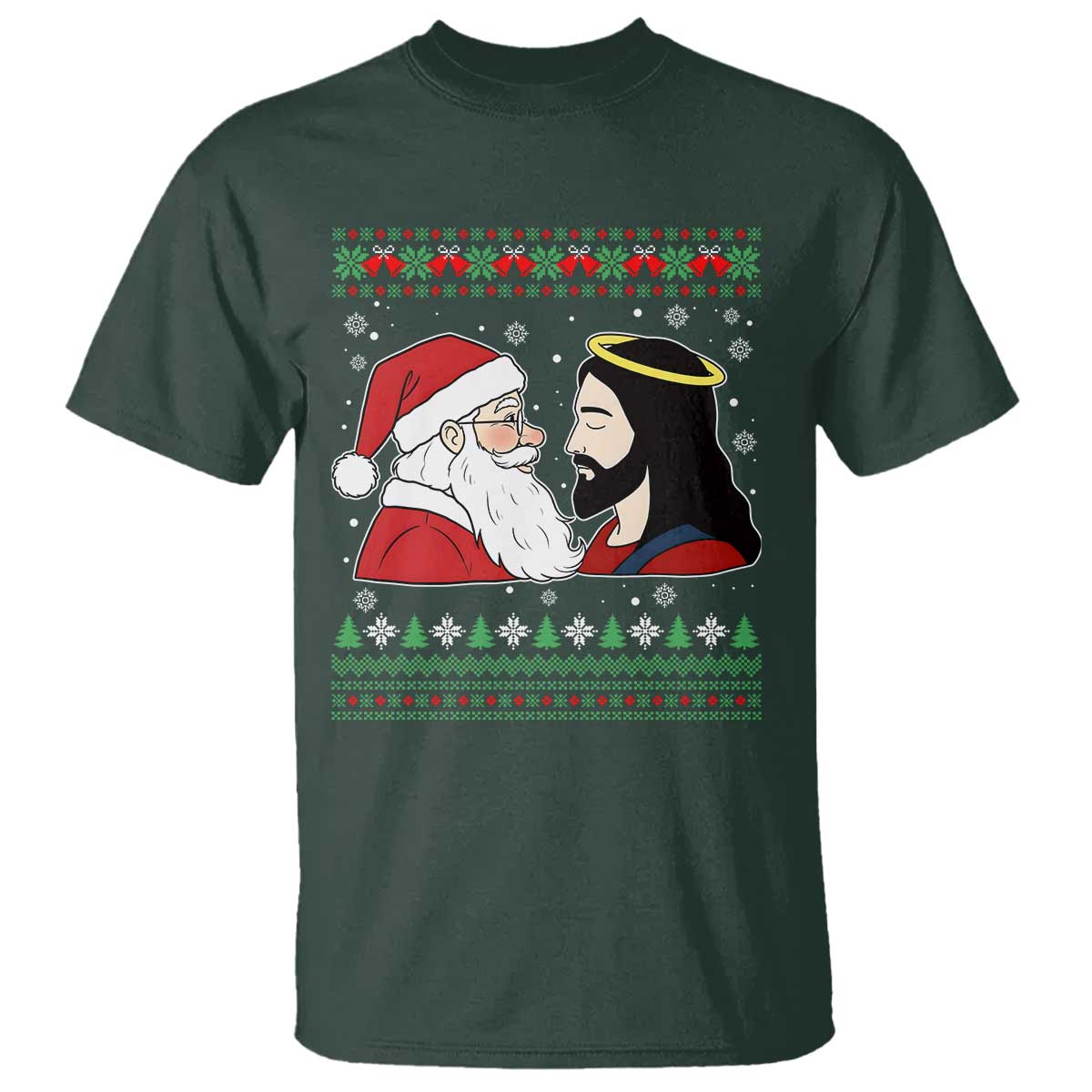 Funny Christmas Santa and Jesus T Shirt Most Wonderful Time Christian Holiday Gag Gift - Wonder Print Shop
