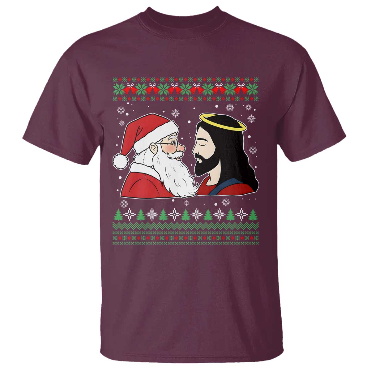Funny Christmas Santa and Jesus T Shirt Most Wonderful Time Christian Holiday Gag Gift - Wonder Print Shop