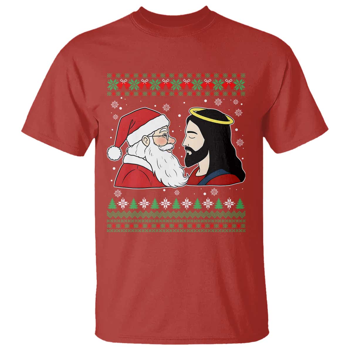 Funny Christmas Santa and Jesus T Shirt Most Wonderful Time Christian Holiday Gag Gift - Wonder Print Shop