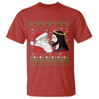 Funny Christmas Santa and Jesus T Shirt Most Wonderful Time Christian Holiday Gag Gift - Wonder Print Shop