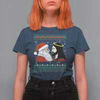 Funny Christmas Santa and Jesus T Shirt For Women Most Wonderful Time Christian Holiday Gag Gift - Wonder Print Shop
