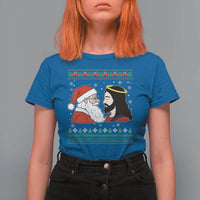 Funny Christmas Santa and Jesus T Shirt For Women Most Wonderful Time Christian Holiday Gag Gift - Wonder Print Shop
