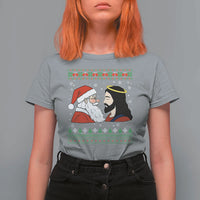 Funny Christmas Santa and Jesus T Shirt For Women Most Wonderful Time Christian Holiday Gag Gift - Wonder Print Shop