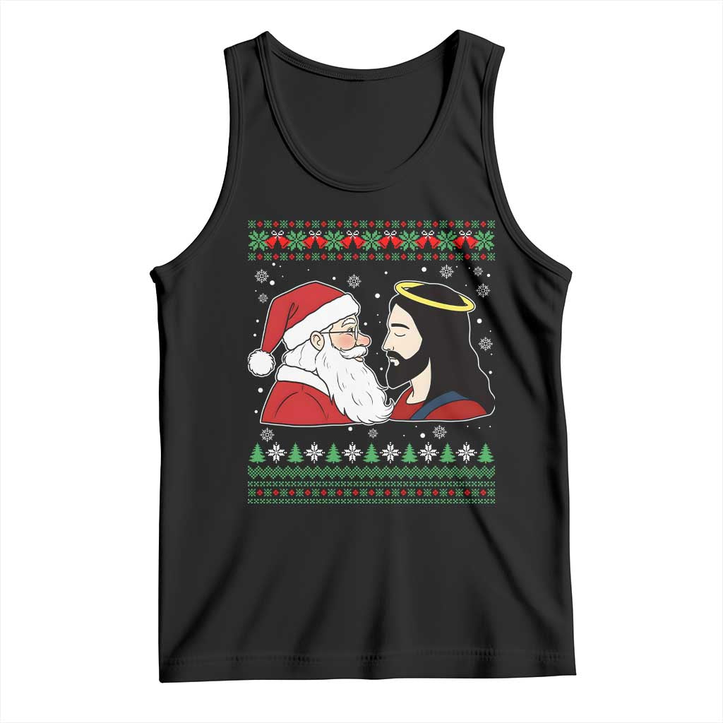 Funny Christmas Santa and Jesus Tank Top Most Wonderful Time Christian Holiday Gag Gift - Wonder Print Shop
