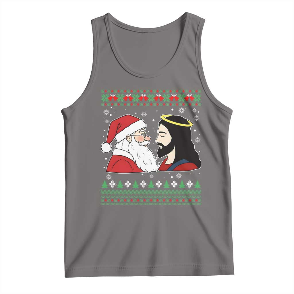 Funny Christmas Santa and Jesus Tank Top Most Wonderful Time Christian Holiday Gag Gift - Wonder Print Shop