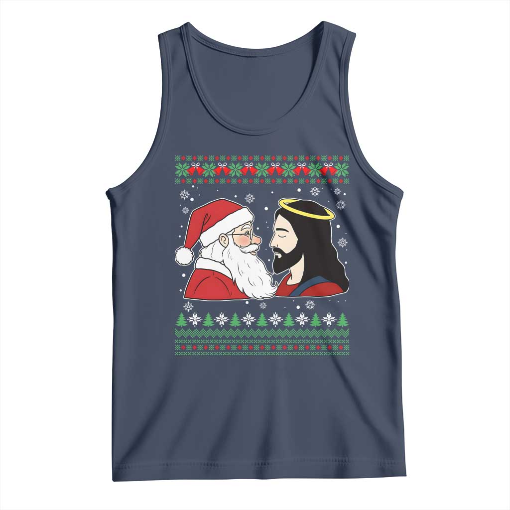 Funny Christmas Santa and Jesus Tank Top Most Wonderful Time Christian Holiday Gag Gift - Wonder Print Shop