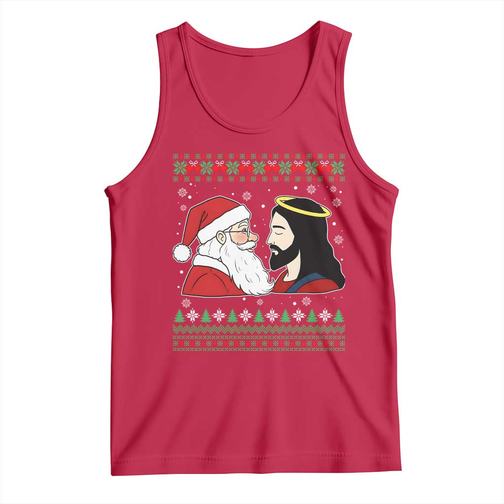 Funny Christmas Santa and Jesus Tank Top Most Wonderful Time Christian Holiday Gag Gift - Wonder Print Shop