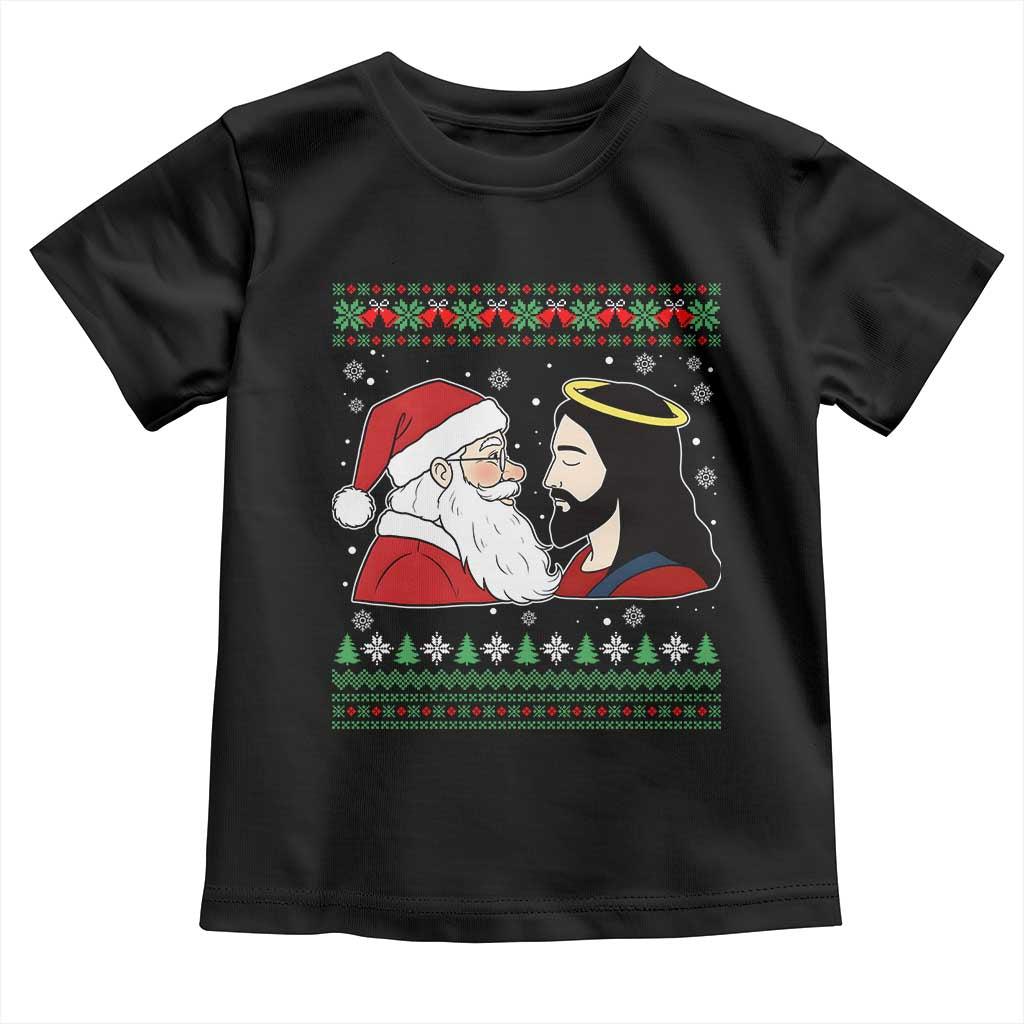 Funny Christmas Santa and Jesus Toddler T Shirt Most Wonderful Time Christian Holiday Gag Gift - Wonder Print Shop