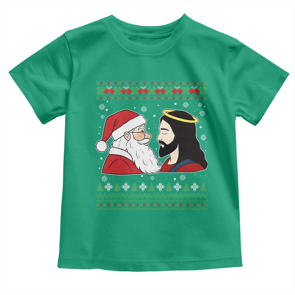 Funny Christmas Santa and Jesus Toddler T Shirt Most Wonderful Time Christian Holiday Gag Gift - Wonder Print Shop