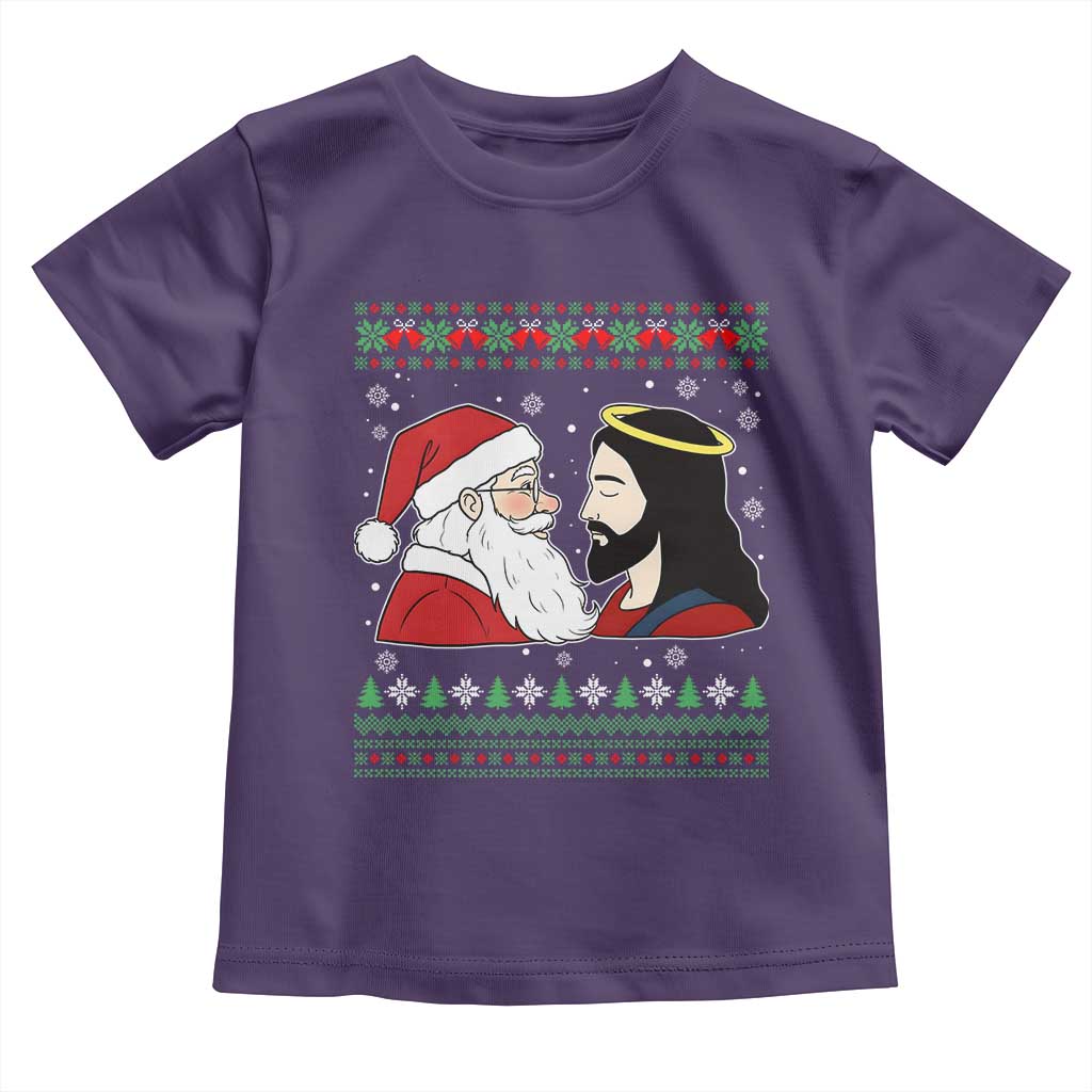 Funny Christmas Santa and Jesus Toddler T Shirt Most Wonderful Time Christian Holiday Gag Gift - Wonder Print Shop