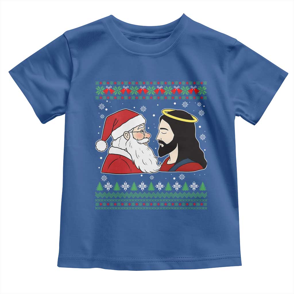 Funny Christmas Santa and Jesus Toddler T Shirt Most Wonderful Time Christian Holiday Gag Gift - Wonder Print Shop