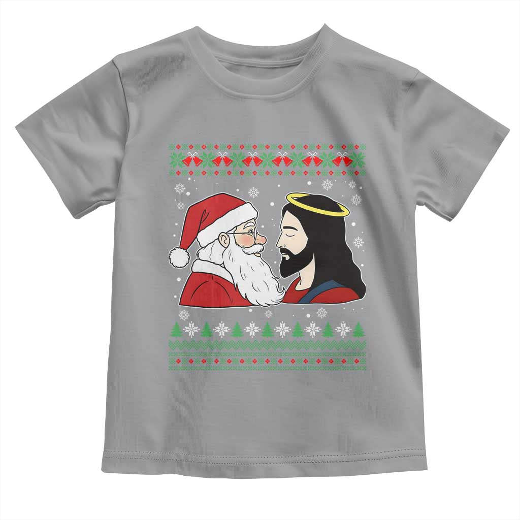 Funny Christmas Santa and Jesus Toddler T Shirt Most Wonderful Time Christian Holiday Gag Gift - Wonder Print Shop