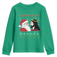 Funny Christmas Santa and Jesus Youth Sweatshirt Most Wonderful Time Christian Holiday Gag Gift - Wonder Print Shop