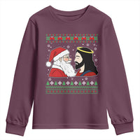 Funny Christmas Santa and Jesus Youth Sweatshirt Most Wonderful Time Christian Holiday Gag Gift - Wonder Print Shop