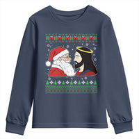 Funny Christmas Santa and Jesus Youth Sweatshirt Most Wonderful Time Christian Holiday Gag Gift - Wonder Print Shop