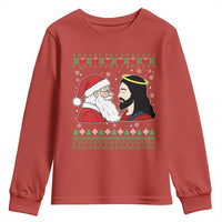 Funny Christmas Santa and Jesus Youth Sweatshirt Most Wonderful Time Christian Holiday Gag Gift - Wonder Print Shop