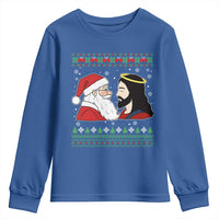 Funny Christmas Santa and Jesus Youth Sweatshirt Most Wonderful Time Christian Holiday Gag Gift - Wonder Print Shop