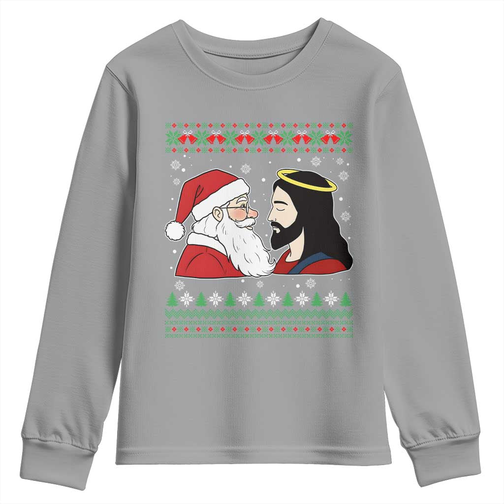 Funny Christmas Santa and Jesus Youth Sweatshirt Most Wonderful Time Christian Holiday Gag Gift - Wonder Print Shop
