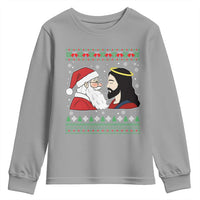 Funny Christmas Santa and Jesus Youth Sweatshirt Most Wonderful Time Christian Holiday Gag Gift - Wonder Print Shop
