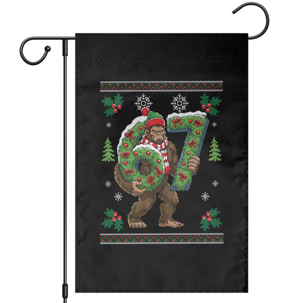 67 Meme Christmas Bigfoot Garden Flag Funny Six Seven Wreath Sasquatch Holiday Gag Gift - Wonder Print Shop
