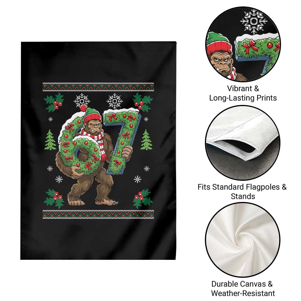 67 Meme Christmas Bigfoot Garden Flag Funny Six Seven Wreath Sasquatch Holiday Gag Gift - Wonder Print Shop