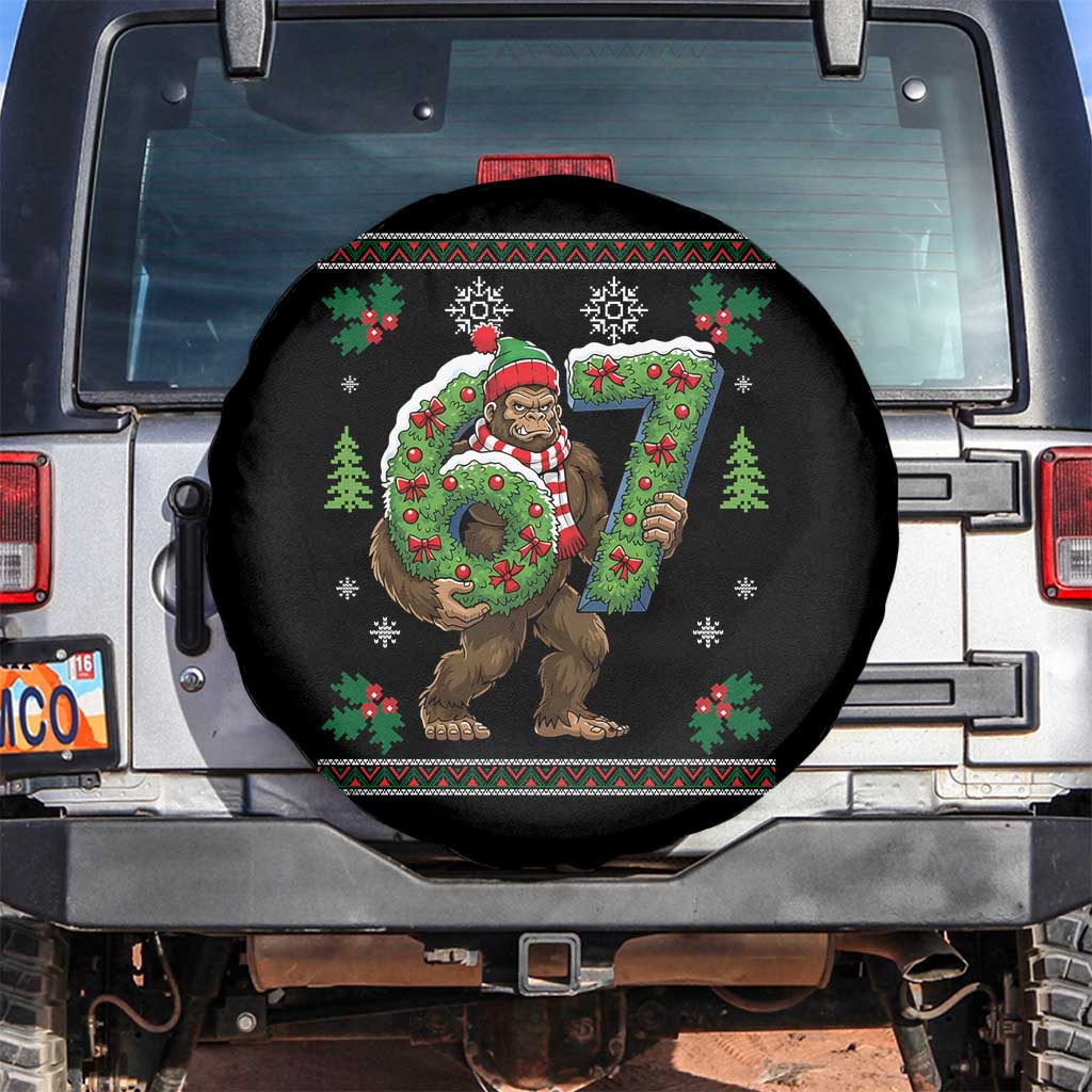 67 Meme Christmas Bigfoot Spare Tire Cover Funny Six Seven Wreath Sasquatch Holiday Gag Gift - Wonder Print Shop