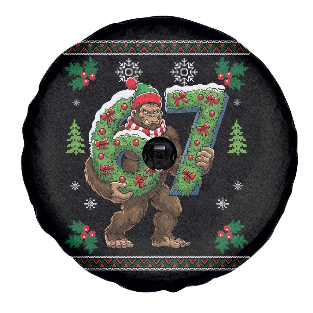 67 Meme Christmas Bigfoot Spare Tire Cover Funny Six Seven Wreath Sasquatch Holiday Gag Gift - Wonder Print Shop