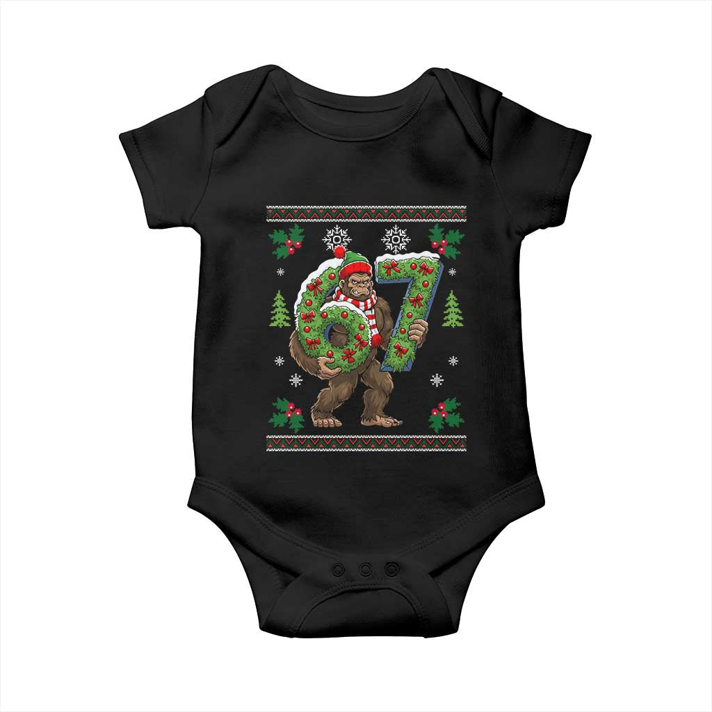 67 Meme Christmas Bigfoot Baby Onesie Funny Six Seven Wreath Sasquatch Holiday Gag Gift - Wonder Print Shop