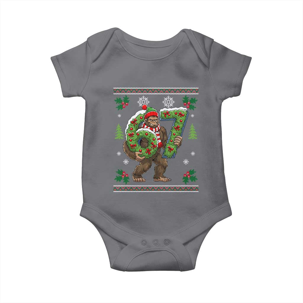67 Meme Christmas Bigfoot Baby Onesie Funny Six Seven Wreath Sasquatch Holiday Gag Gift - Wonder Print Shop