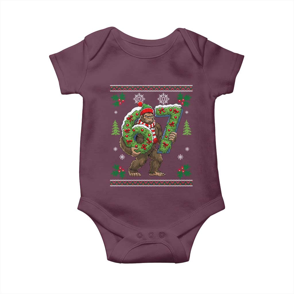67 Meme Christmas Bigfoot Baby Onesie Funny Six Seven Wreath Sasquatch Holiday Gag Gift - Wonder Print Shop