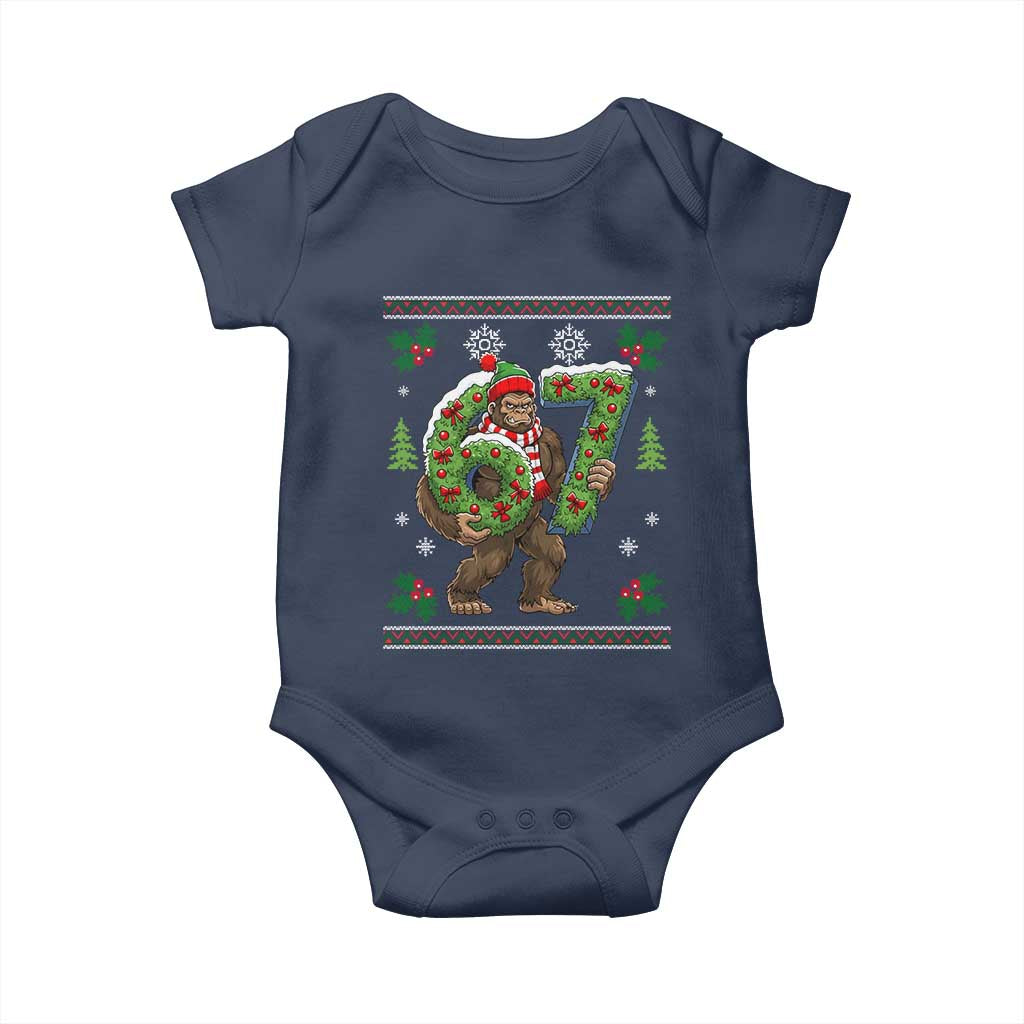 67 Meme Christmas Bigfoot Baby Onesie Funny Six Seven Wreath Sasquatch Holiday Gag Gift - Wonder Print Shop