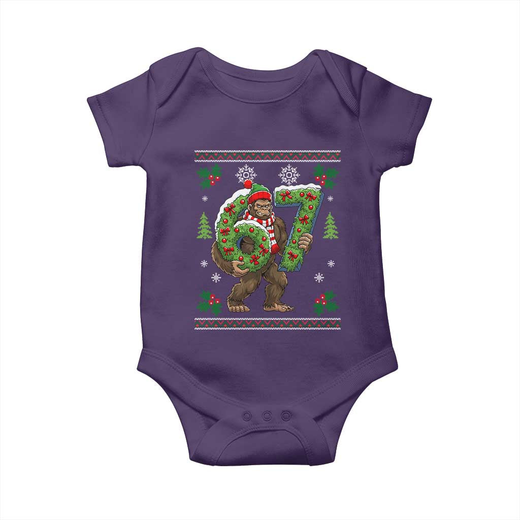 67 Meme Christmas Bigfoot Baby Onesie Funny Six Seven Wreath Sasquatch Holiday Gag Gift - Wonder Print Shop
