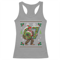 67 Meme Christmas Bigfoot Racerback Tank Top Funny Six Seven Wreath Sasquatch Holiday Gag Gift - Wonder Print Shop